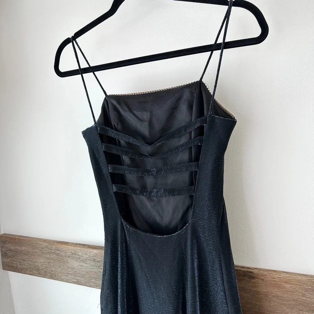 Jump Navy Blue Formal Dress Rhinestones at‎ top Shimmery Starry Night 7/8 Prom